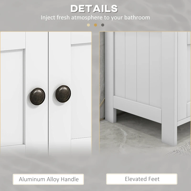 kleankin Pedestal Sink Storage Cabinet, Bathroom Under Sink Cabinet with 2 Doors and Open Shelf, Bathroom Vanity, White