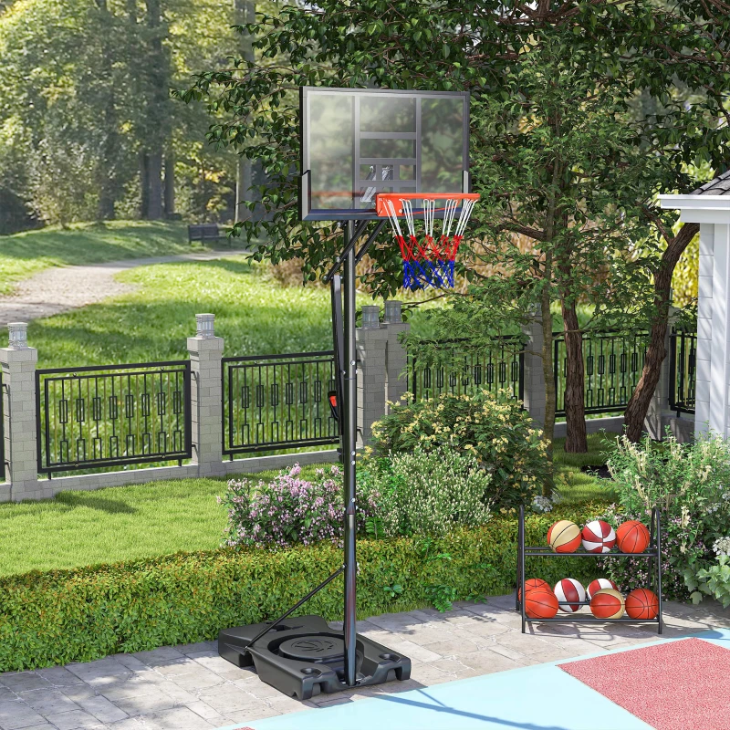 Soozier Basketball Hoop Outdoor, 4.4-10ft Portable Basketball Goal with Wheels and 44.5" Backboard, for Teenagers Youth Adults
