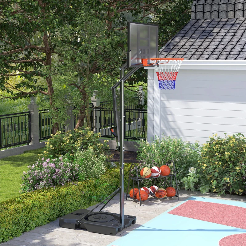 Soozier Basketball Hoop Outdoor, 4.4-10ft Portable Basketball Goal with Wheels and 44.5" Backboard, for Teenagers Youth Adults