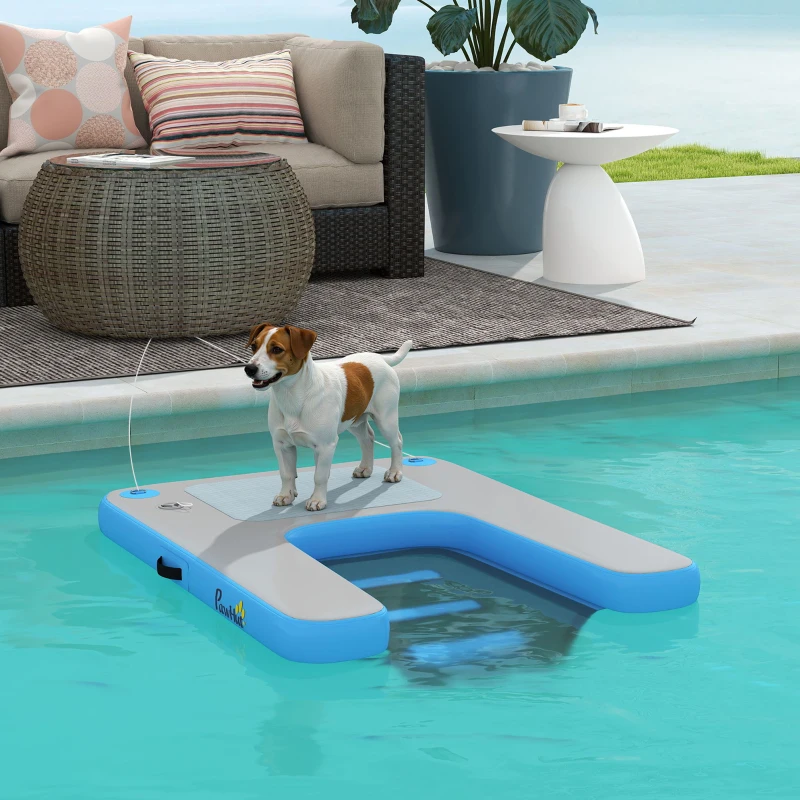 PawHut Floating Boat Ramp for Swimming Pets Up to 200 lbs, for Pool, Lake, Boat, Dock