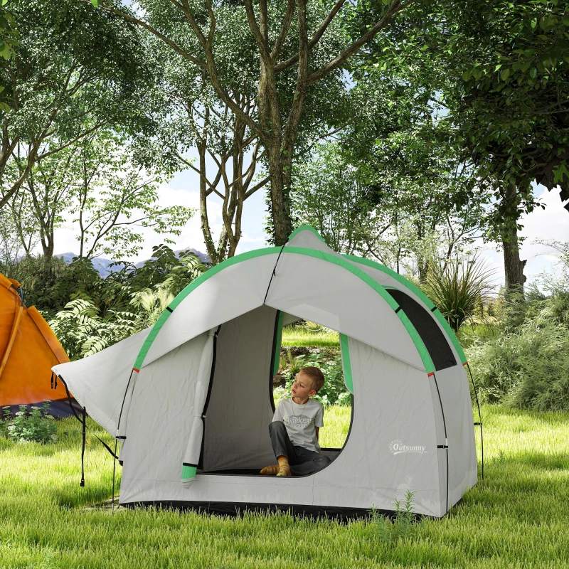 Outsunny 2000mm Waterproof SUV Tent, Car Tent with 3 Doors and Mesh Window, for 5-6 Person Camping Travel, Grey and Green