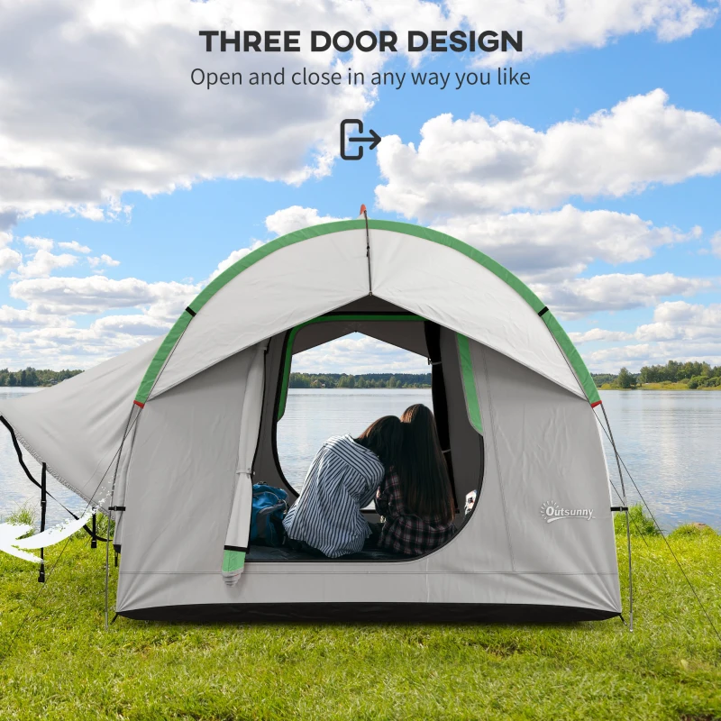 Outsunny 2000mm Waterproof SUV Tent, Car Tent with 3 Doors and Mesh Window, for 5-6 Person Camping Travel, Grey and Green
