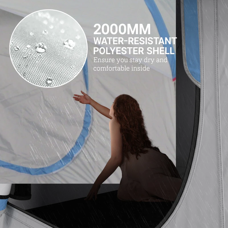 Outsunny 2000mm Waterproof SUV Tent, Car Tent with 3 Doors and Mesh Window, for 5-6 Person Camping Travel, Grey and Blue