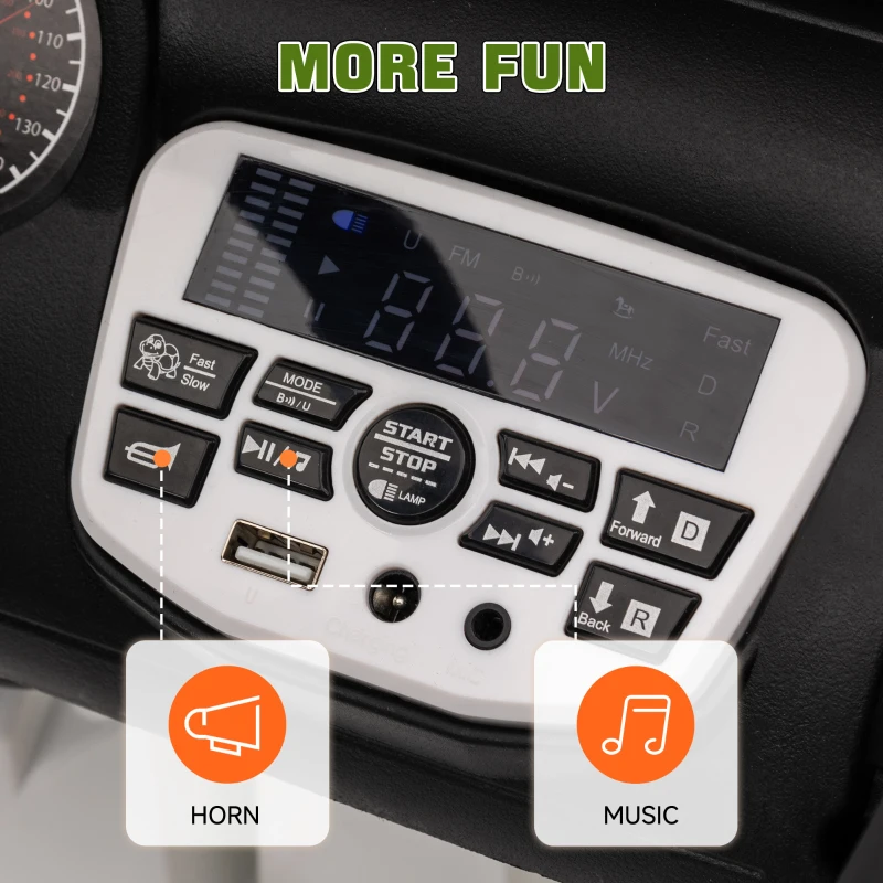 Qaba 12V Battery Powered Ride on Car, Ride on Truck w/ Remote, 4 Suspension Wheels, Music Horn Lights, Green