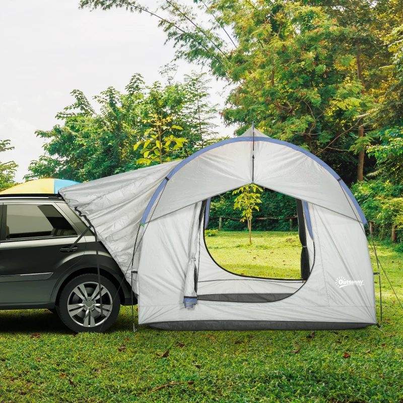 Outsunny 2000mm Waterproof SUV Tent, Car Tent with 3 Doors and Mesh Window, for 5-6 Person Camping Travel, Grey and Blue