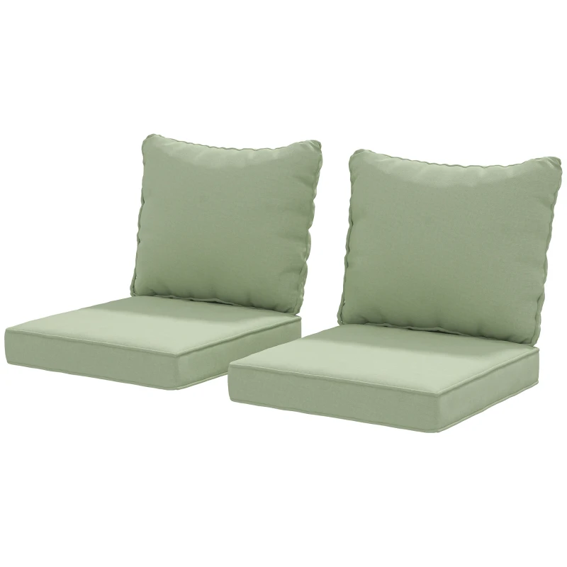 Outsunny 4-Piece Seat Cushion Pillows Replacement, Patio Chair Cushions Set with Back for Indoor Outdoor, Green