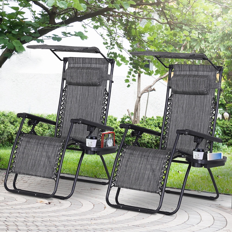 Outsunny 2 piece Zero Gravity Chair Adjustable Patio Lounge