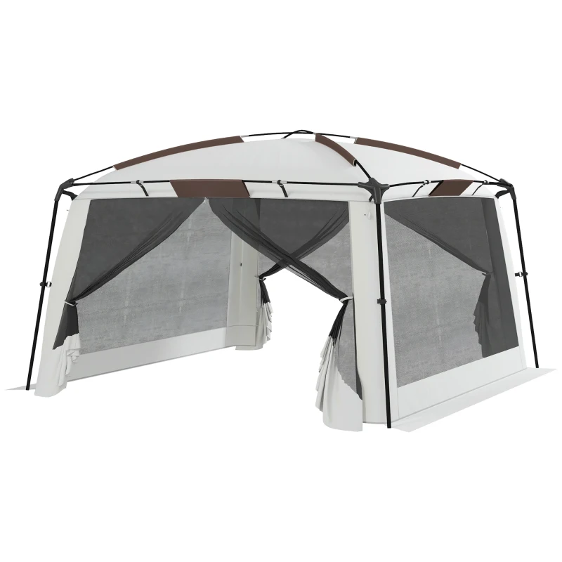 Outsunny 12' x 12' Screen Tent, UV50+ Protection Outdoor Screen House with Carry Bag & Ground Stakes, Fits 6-8 People, White