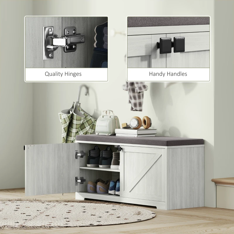 HOMCOM Shoe Storage Bench with Padded Seat, Entryway Bench Holds up to 352 lb, Shoe Organizer, 8 Pairs, Light Grey