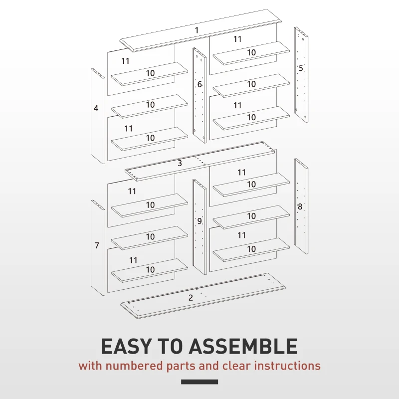 HOMCOM 8-Tier DVD Shelf with 12 Adjustable Shelves, Double CD Shelf, Holds 720 CDs, 396 DVDs or 396 Blu-rays, Black
