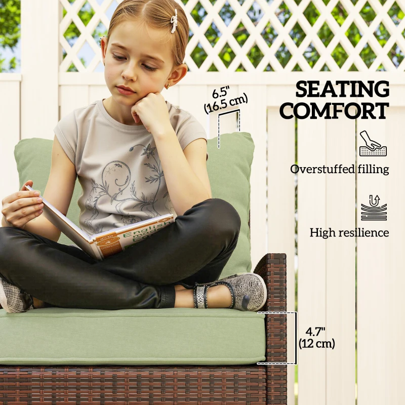 Outsunny 4-Piece Seat Cushion Pillows Replacement, Patio Chair Cushions Set with Back for Indoor Outdoor, Green