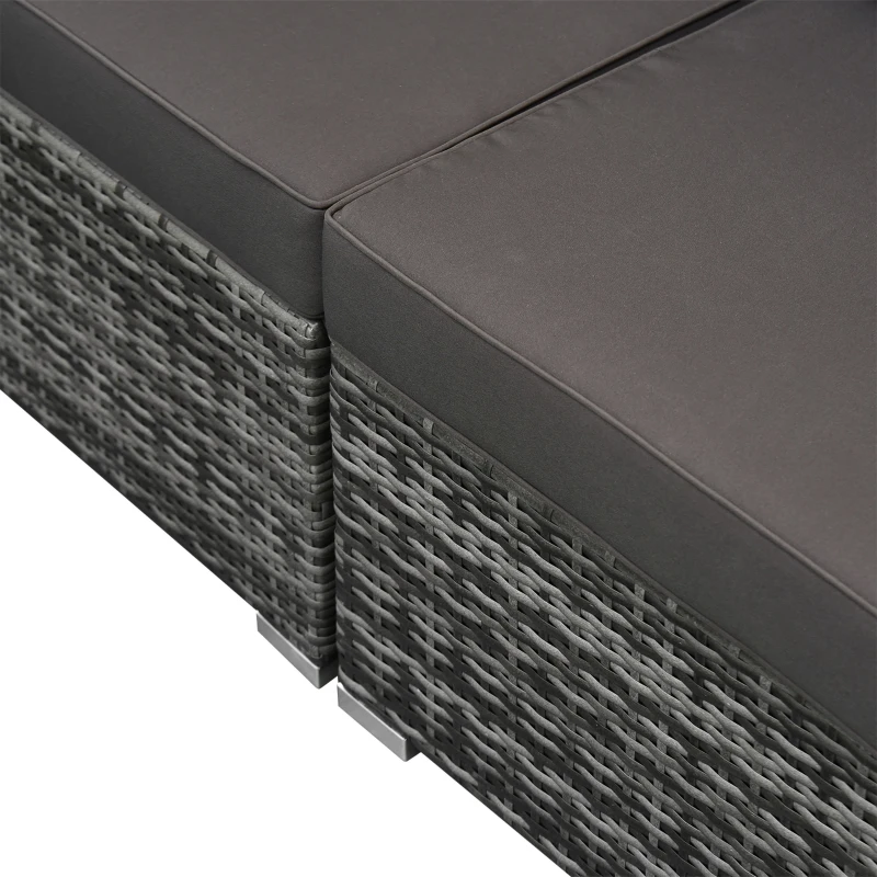 Outsunny 6 Pieces Outdoor PE Rattan Wicker Patio Furniture Sofa Set with Thick Cushions, Deluxe Garden Sectional Couch with Glass Top Table, Mixed Grey and Charcoal