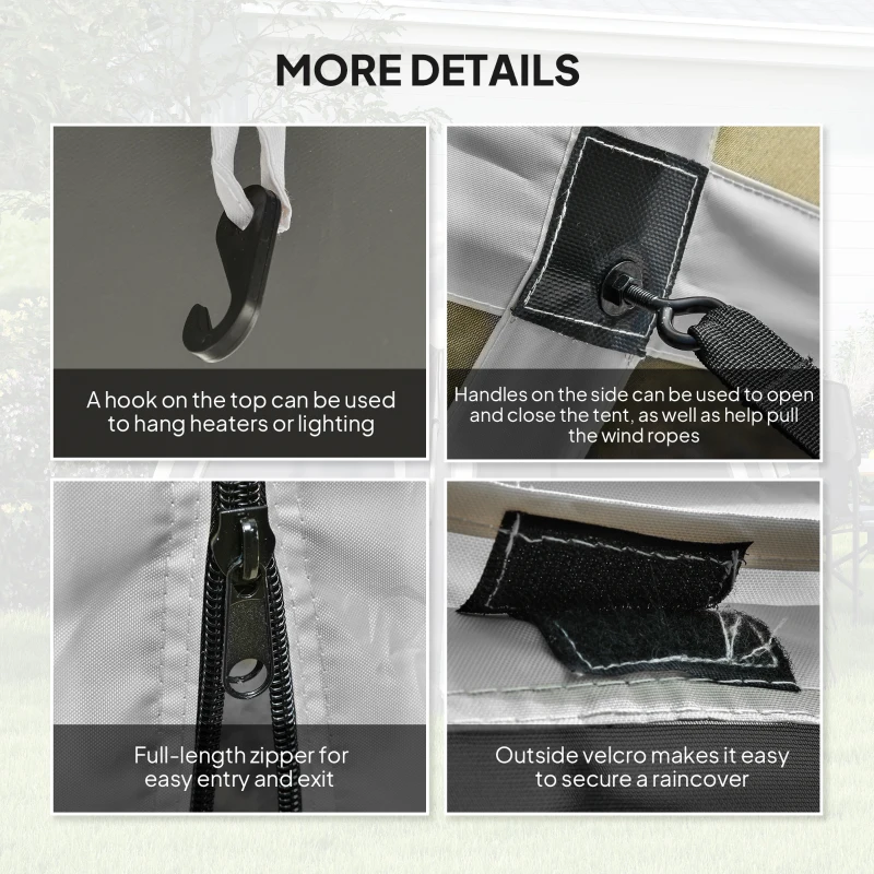 Outsunny Pop-Up Tent, Foldable Screen Tent with Carry Bag, Zippered Door and Ground Stakes, Fits 3-4 People, Light Grey