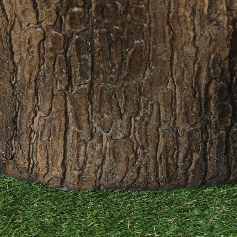 Outsunny Tree Stump Decorative Garden Stool, 15" Outdoor Stool Side Table Plant Stand Footstool for Indoor Outdoor, Brown