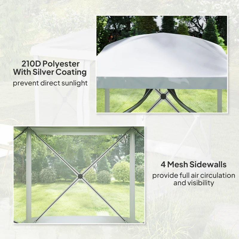 Outsunny Pop-Up Tent, Foldable Screen Tent with Carry Bag, Zippered Door and Ground Stakes, Fits 3-4 People, Light Grey