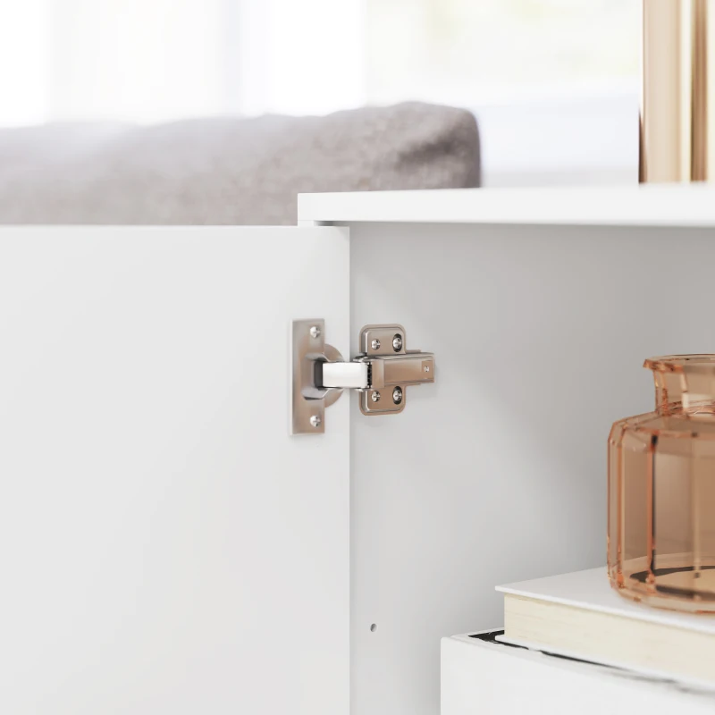 HOMCOM Sideboard Buffet Cabinet with 4 Doors, Modern Storage Cabinet with Adjustable Shelves & Center Leg, White