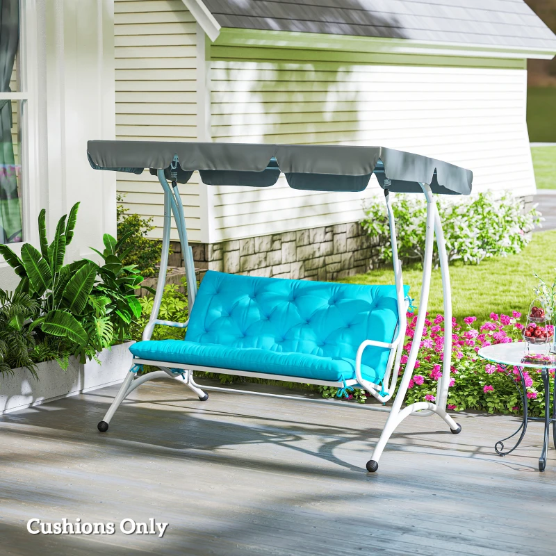 Outsunny 2 Seater Garden Bench Cushion, Soft Thick Outdoor Non-Slip 2 Seater Soft Pad With Backrest for Garden Patio, 47" x 43" x 5", Turquoise