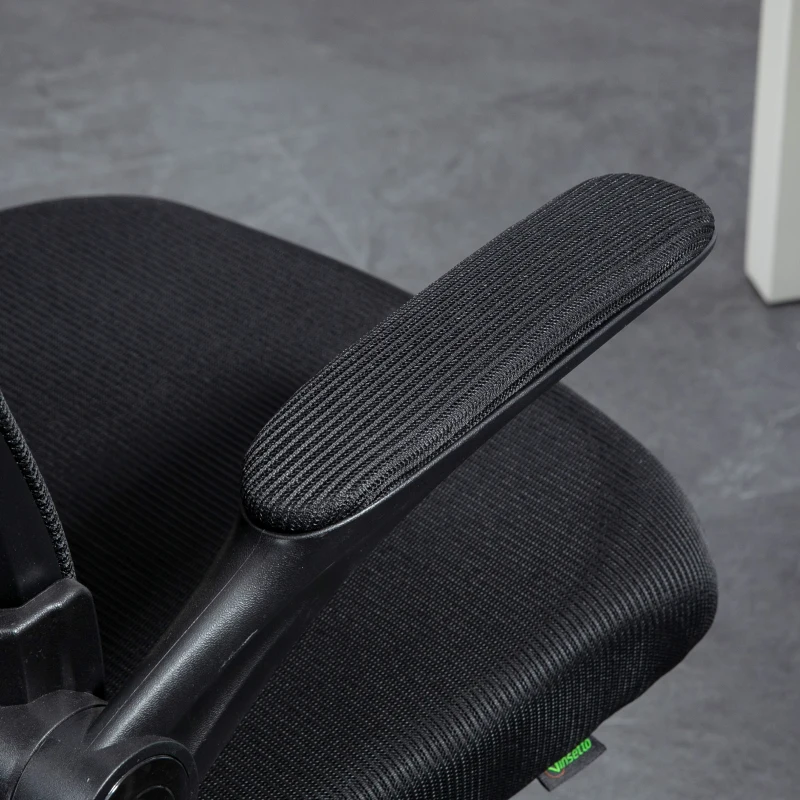 Vinsetto Mesh Office Chair, Mid-Back Computer Desk Chair with Lumbar Back Support, Adjustable Height, and Flip-Up Arms, Black