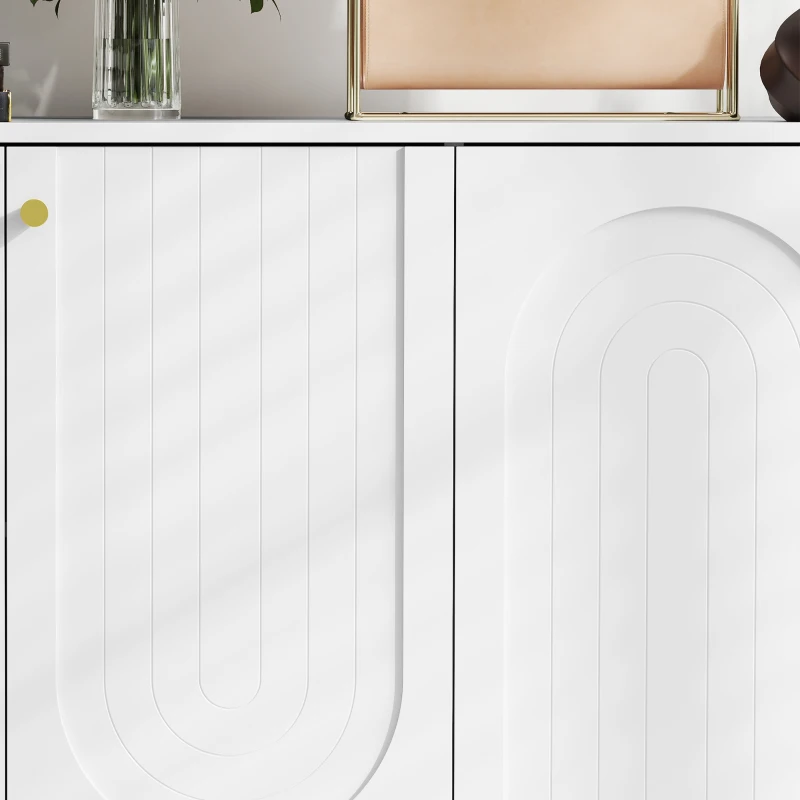 HOMCOM Sideboard Buffet Cabinet with 4 Doors, Modern Storage Cabinet with Adjustable Shelves & Center Leg, White