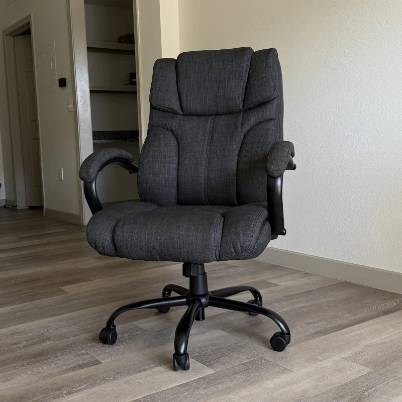 Vinsetto 500lbs Big and Tall Office Chair with Wide Seat, Ergonomic Executive Computer Chair with Adjustable Height, Swivel Wheels and Linen Finish, Dark Gray
