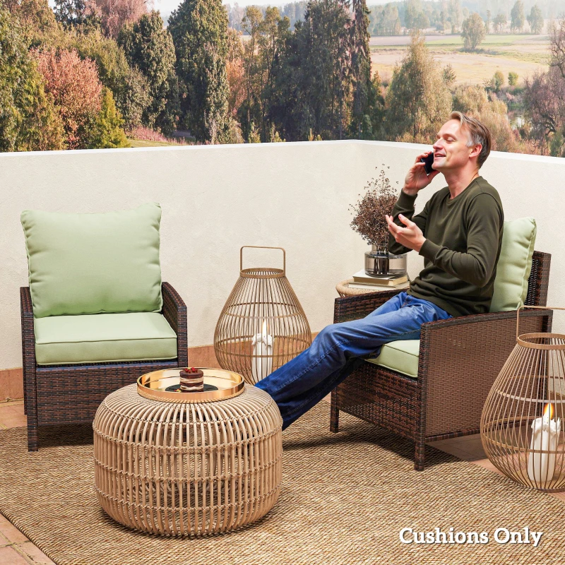 Outsunny 4-Piece Seat Cushion Pillows Replacement, Patio Chair Cushions Set with Back for Indoor Outdoor, Green