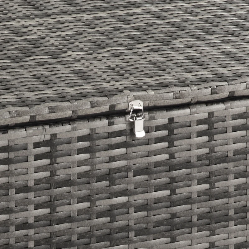 Outsunny 6 Pieces Wicker Patio Furniture Set with Cushions, 7-Seater Rattan Patio Sofa Set with Storage Table, Navy Blue