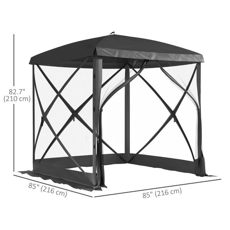 Outsunny Pop-Up Tent, Foldable Screen Tent with Carry Bag, Zippered Door and Ground Stakes, Fits 3-4 People, Black