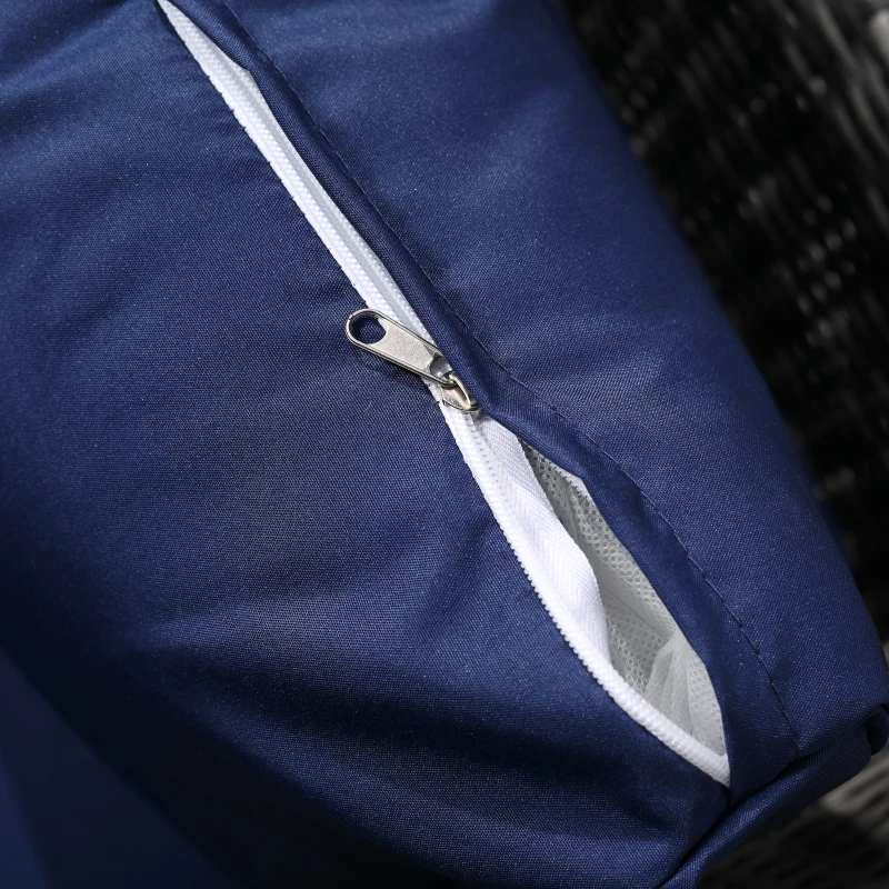 Outsunny 6 Pieces Wicker Patio Furniture Set with Cushions, 7-Seater Rattan Patio Sofa Set with Storage Table, Navy Blue