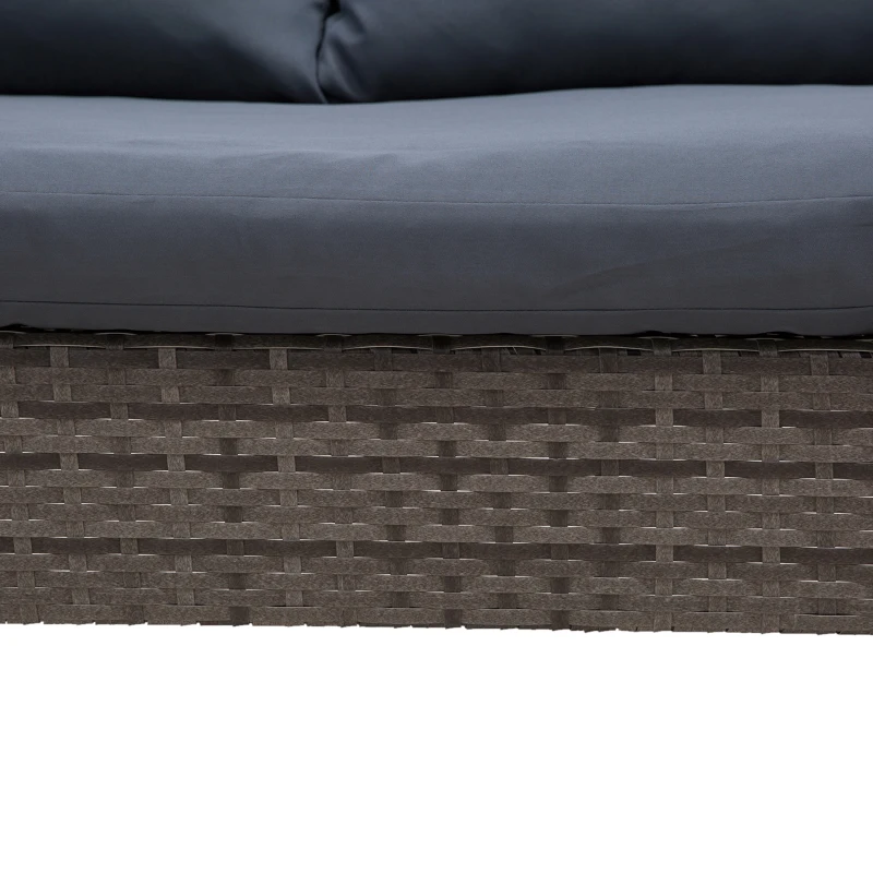 Outsunny 3 Piece Wicker Patio Furniture Set Outdoor Sofa Set with Glass Tabletop, Cushions Metal Frame for Balcony, Patio, Grey