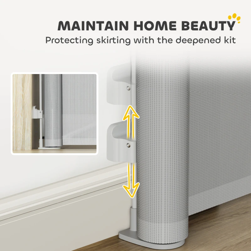 PawHut Retractable Dog Gate Extends Up to 55" Wide, 34" Tall, for Stairs, Doorways, Hallways, Indoor and Outdoor, Grey