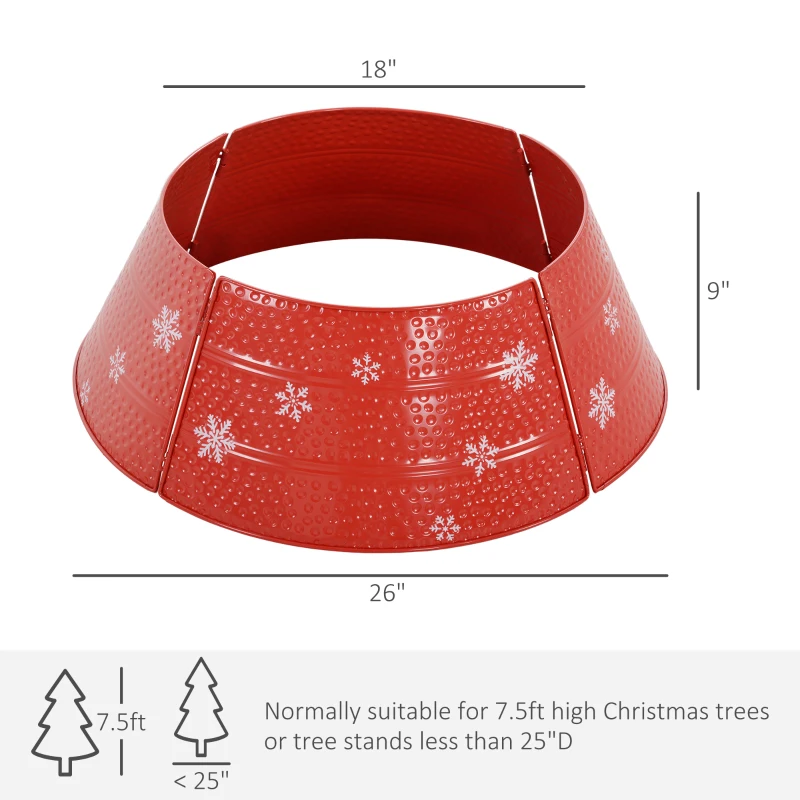 HOMCOM Christmas Tree Collar, Steel Tree Ring Skirt, Home Xmas Decoration for Christmas Tree, 26" x 26" x 9", Red