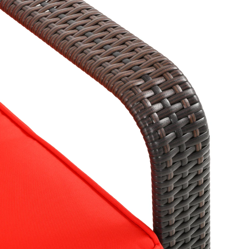 Outsunny 3 Pieces Wicker Patio Furniture Set, Rattan Bistro Set with Storage Coffee Table and Thickened Cushions, Outdoor Conversation Set for Garden, Porch, Balcony, Red