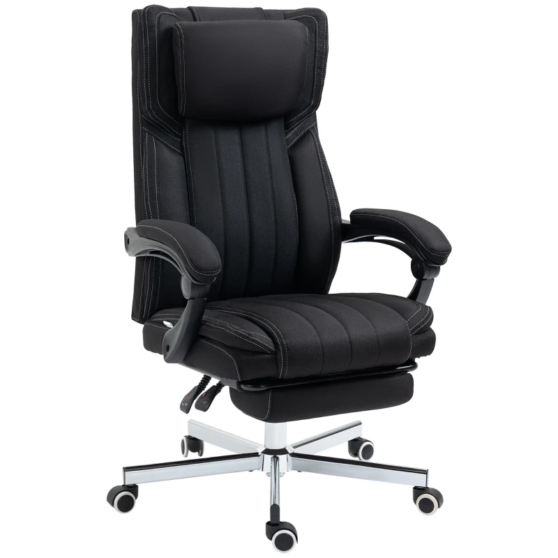 Vinsetto High-Back Massaging Office Chair Reclining Office Chair with Footrest Headrest Swivel Wheels Adjustable Height Black