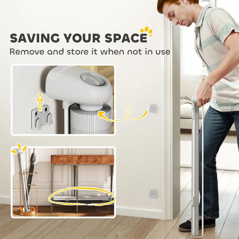 PawHut Retractable Dog Gate Extends Up to 55" Wide, 34" Tall, for Stairs, Doorways, Hallways, Indoor and Outdoor, Grey