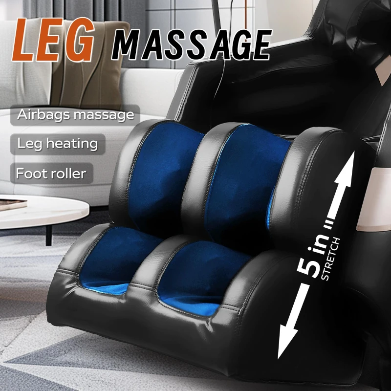 Massage Chair Recliner with Zero Gravity, Full Body Air Pressure, Automatic Modes, Heating Function, Bluetooth Audio, 55" D x 27.5" W x 47" H, Black
