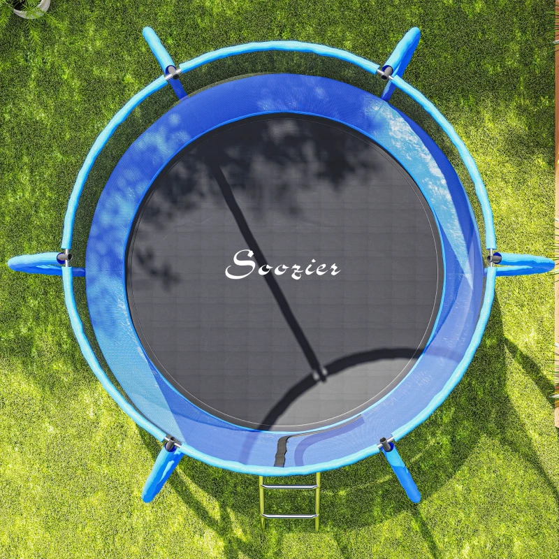 Soozier 8ft Trampoline Outdoor, ASTM Certified, with Circular Base, Enclosure Net, Ladder and Curved Poles