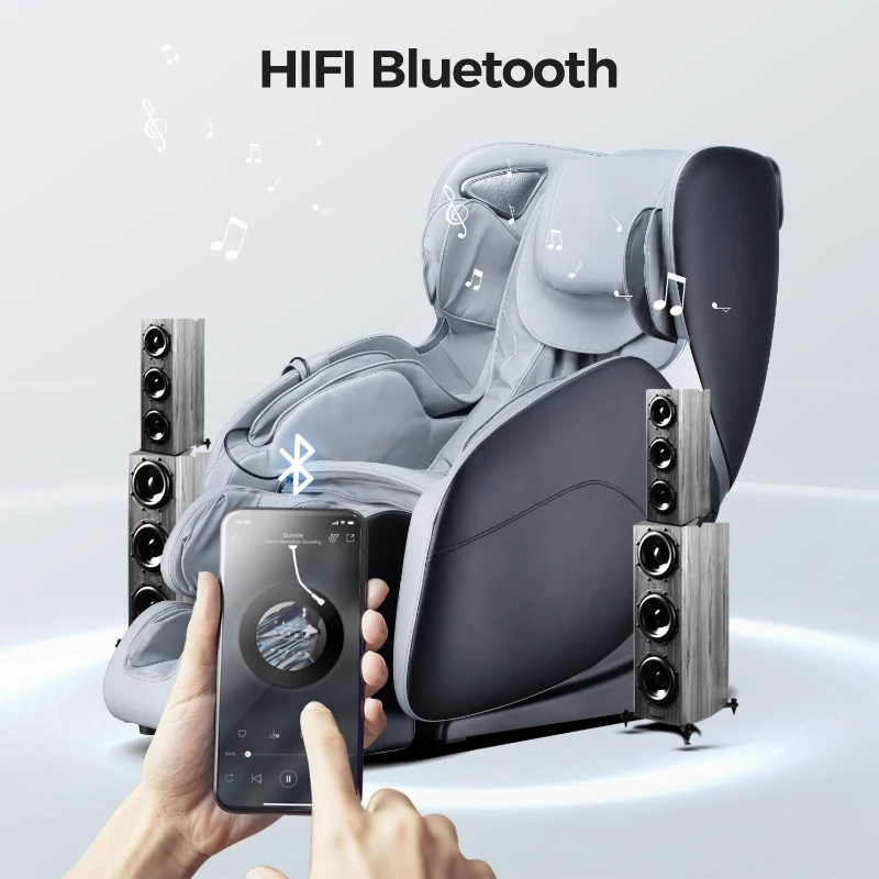 BOSSCARE 3D Shiatsu Zero Gravity Massage Chair with App and Bluetooth Control, Heated Back Full Body Recliner, 53" L x 29" W x 42.5" H, Black