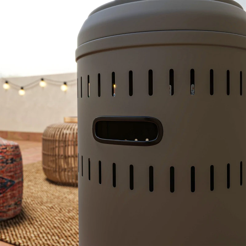 Outsunny 48000 BTU Portable Outdoor Propane Heater, Free Standing Adjustable Patio Gas Heater with Tip-over Protection and Wheels for Garden, 32.3" x 32.3" x 87.8", Grey