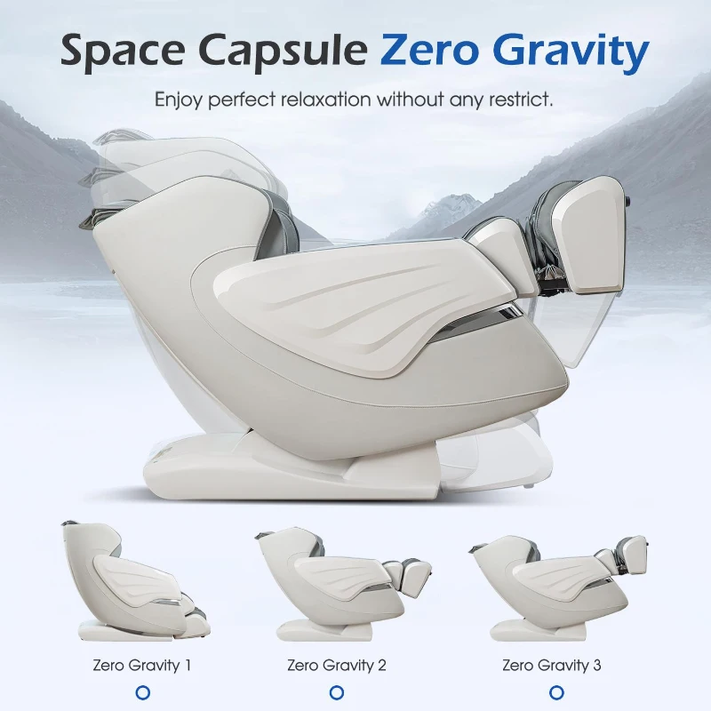 BOSSCARE Zero Gravity Massage Chair with Back Heating, 3D Massage Rollers, AI Voice, App Control Dual SL Track Full Body Recliner, Gray