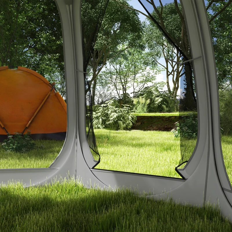 Outsunny 11' x 11.5' Screen Tent, Pop Up Camping Gazebo with Portable Carry Bag and 2 Doors, Grey