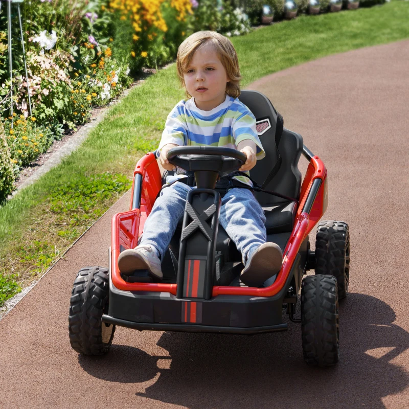 Qaba 24V Kids Electric Car Battery Powered Kids Ride on Car with Remote Control, Spring Suspension, Music, Red