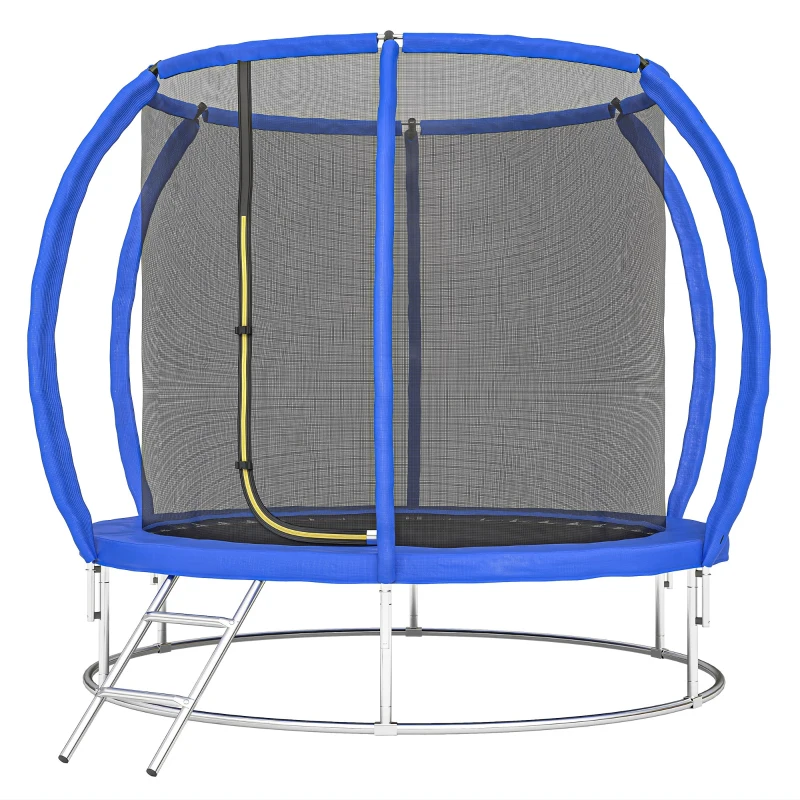 Soozier 8ft Trampoline Outdoor, ASTM Certified, with Circular Base, Enclosure Net, Ladder and Curved Poles