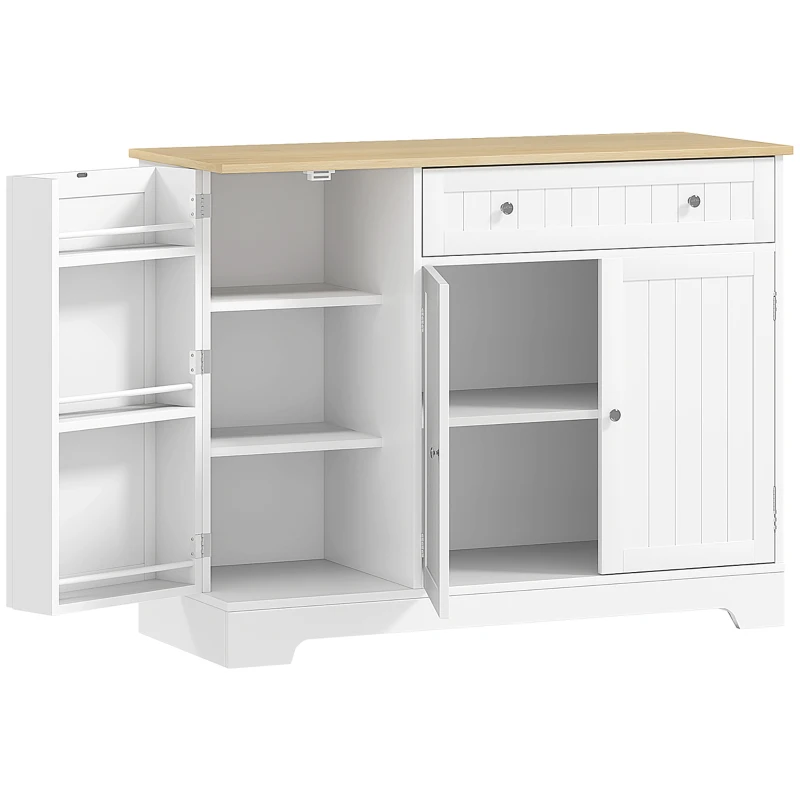 HOMCOM Modern Sideboard Cabinet, 41" Kitchen Buffet Cabinet with Drawer, Adjustable Shelf, 3 Doors for Dining Room, White