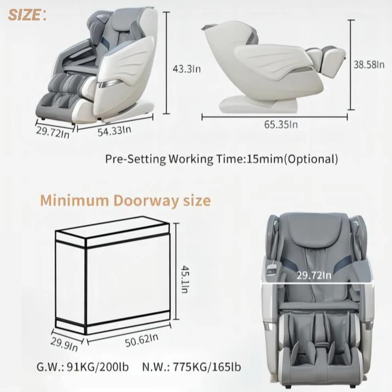 BOSSCARE Zero Gravity Massage Chair with Back Heating, 3D Massage Rollers, AI Voice, App Control Dual SL Track Full Body Recliner, Gray