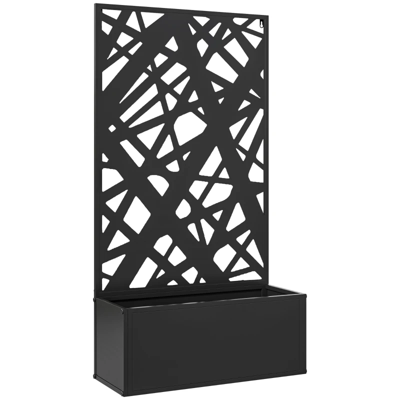 Outsunny Metal Planter Box Raised Garden Bed with Decorative Privacy Screen, Wall-mounted or Freestanding, 24" x 9.1" x 44.5"