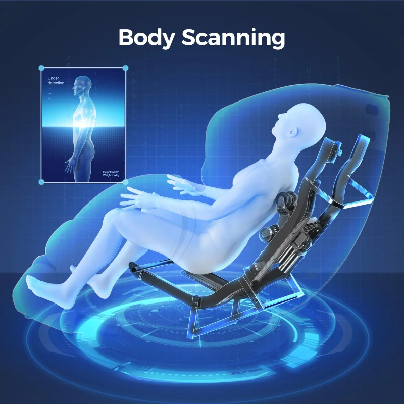 BOSSCARE 3D Zero Gravity Massage Chair with Voice and App Control, Back Heating, Full Body Shiatsu Recliner, 52" L x 29" W x 43" H, Black