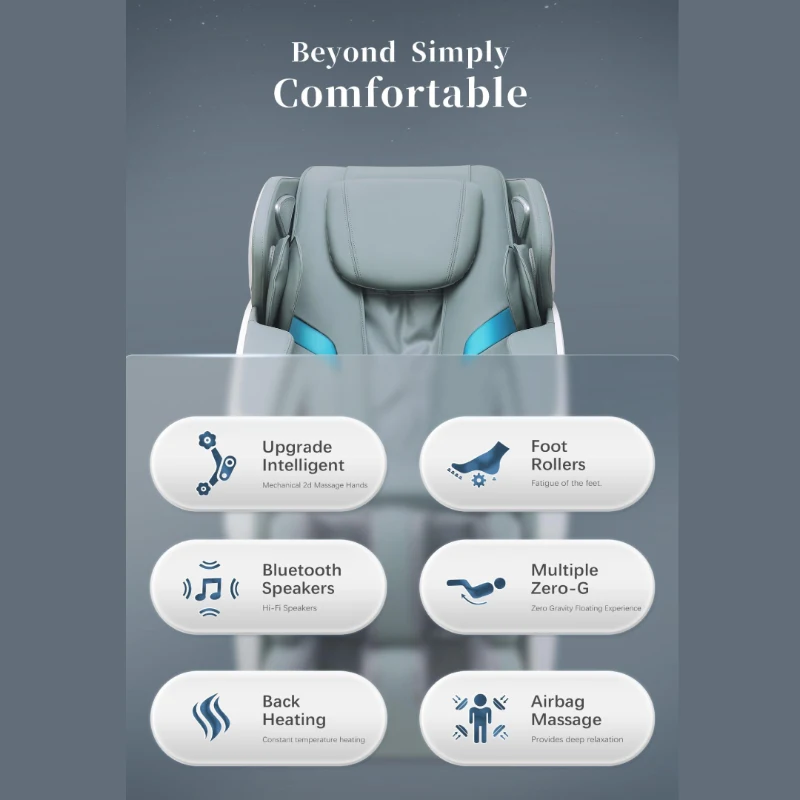 SL Track Massage Recliner with Bluetooth Speaker, Foot Roller, Airbag Massage, Zero Gravity Full Body Recliner, 54.5" L x 30" W x 43.5" H, Black
