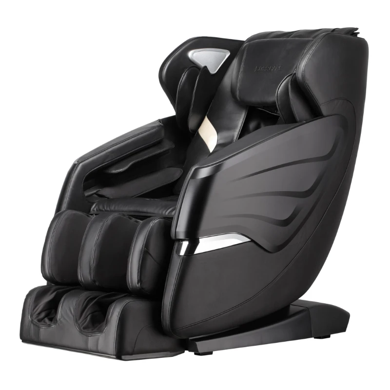 SL Track Massage Recliner with Bluetooth Speaker, Foot Roller, Airbag Massage, Zero Gravity Full Body Recliner, 54.5" L x 30" W x 43.5" H, Black
