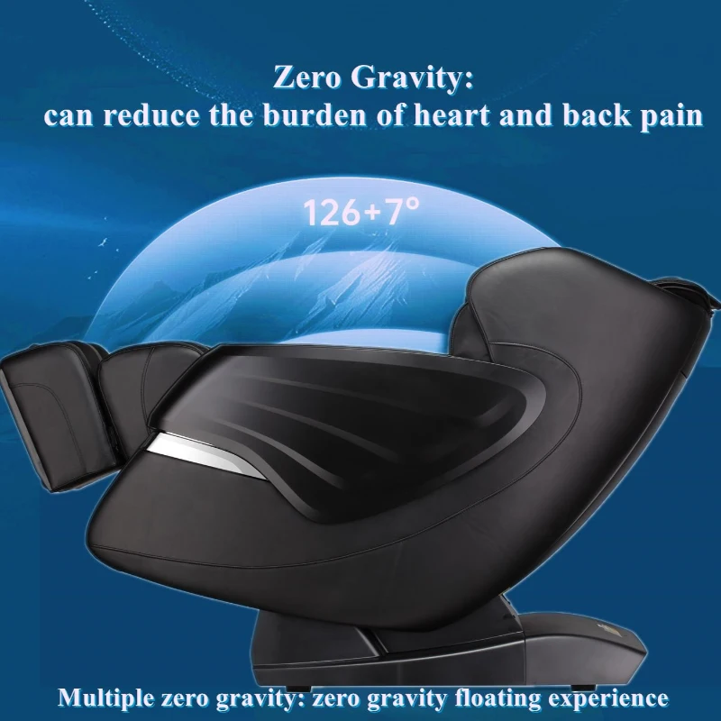 SL Track Massage Recliner with Bluetooth Speaker, Foot Roller, Airbag Massage, Zero Gravity Full Body Recliner, 54.5" L x 30" W x 43.5" H, Black