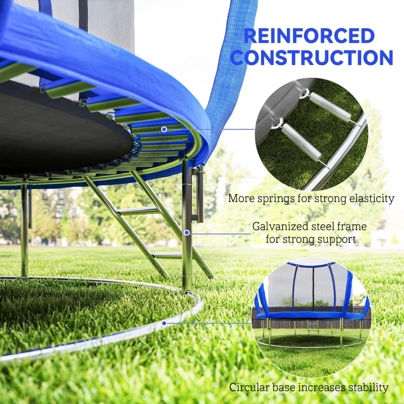 Soozier 8ft Trampoline Outdoor, ASTM Certified, with Circular Base, Enclosure Net, Ladder and Curved Poles